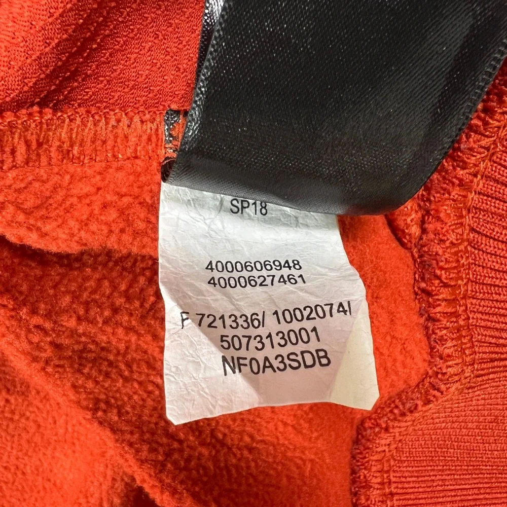The North Face Track Jacket Mens XL Orange Full Zip Fleece Lined Outdoor Sweater